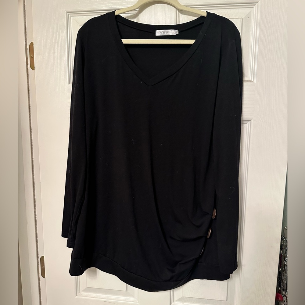 SHIBEVER plus size black ladies top